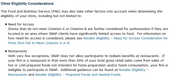 SNAP Store Eligibility Requirements