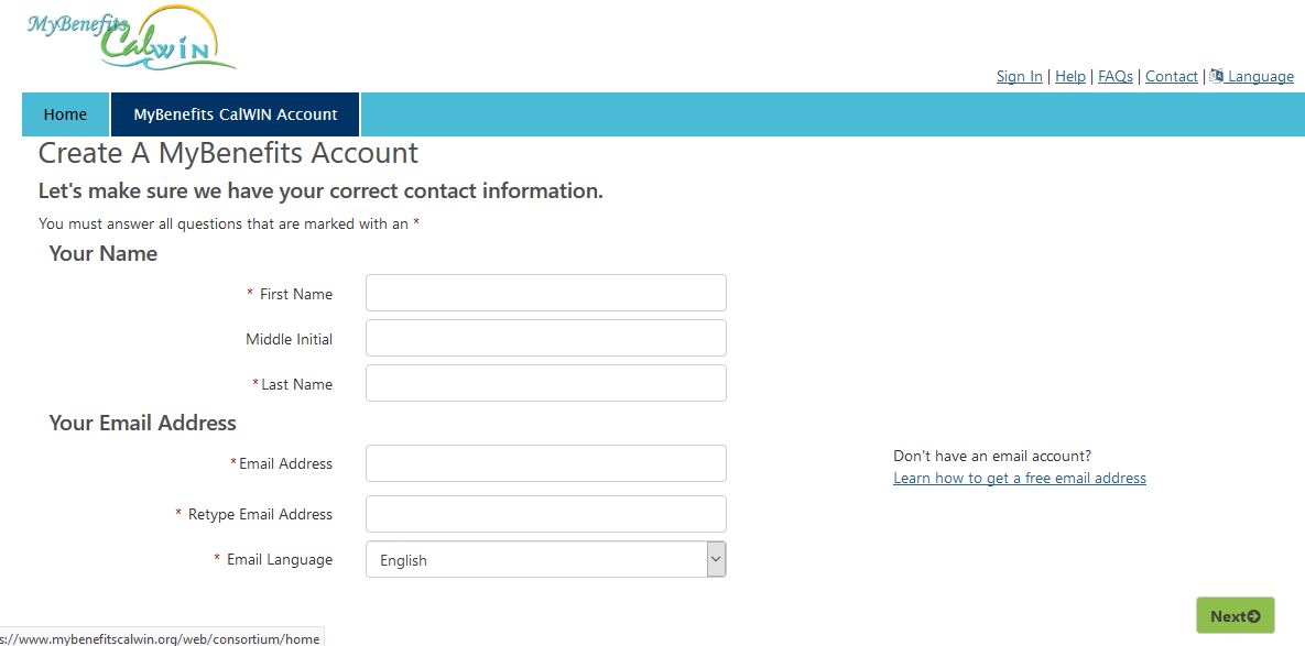 Create MyBenefitsCalWIN.org Account