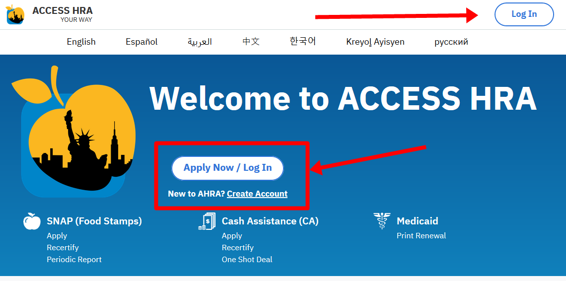 NYC ACCESS HRA Login