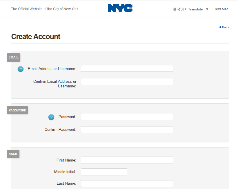 create NYC ACCESS HRA account