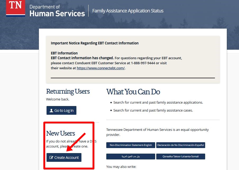 Tennessee DHS Account login