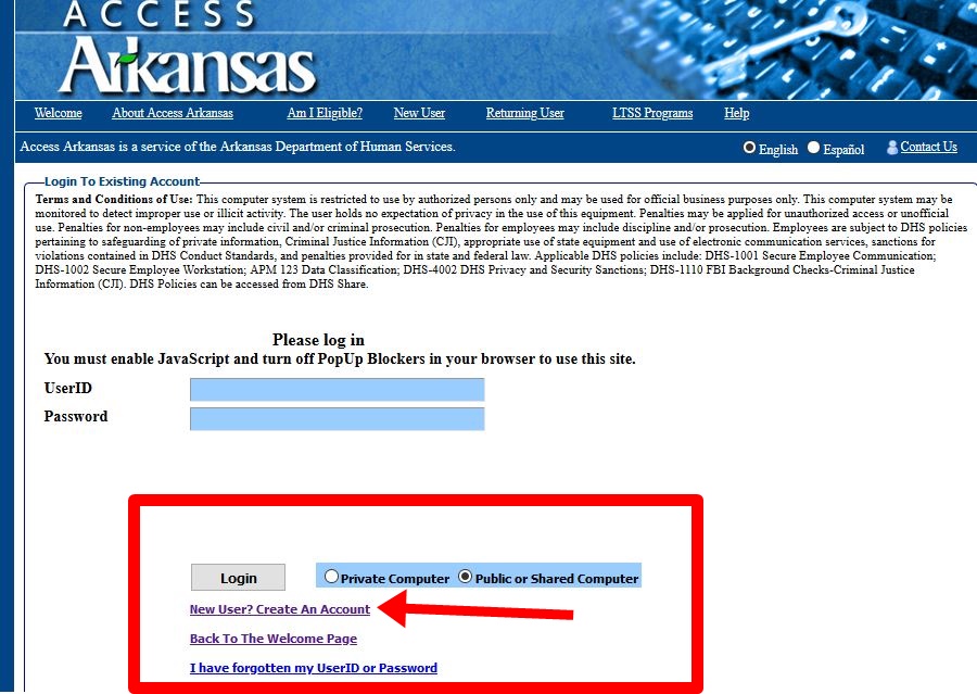 Create Access Arkansas Account @ Access.arkansas.gov