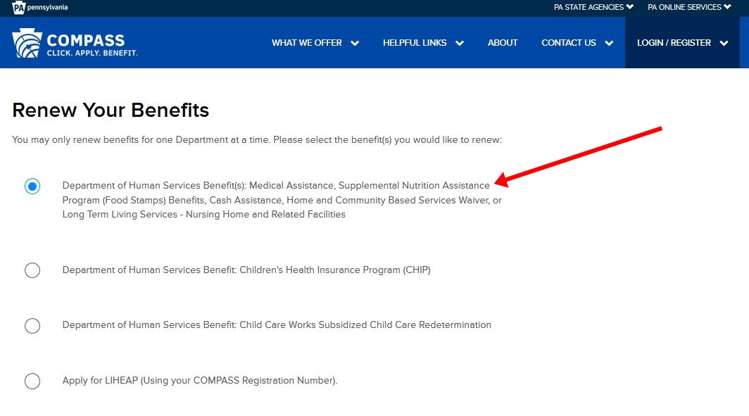www.compass.state.pa.us renew benefits