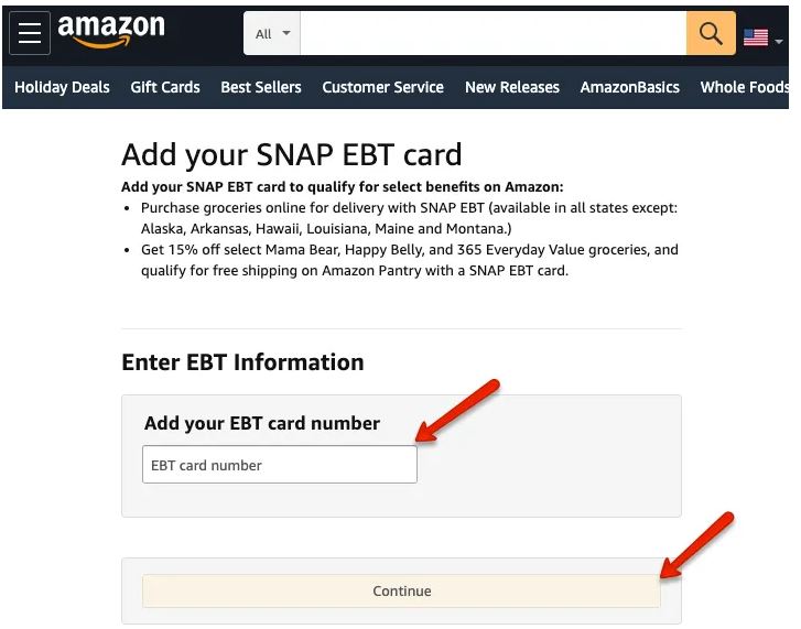 Pay With SNAP EBT on Amazon